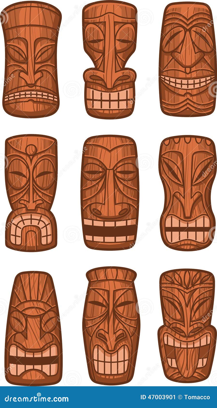 Hawaiian tiki god statues stock illustration illustration of face