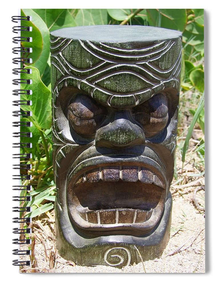 Hawaiian tiki god ku spiral notebook by mary deal