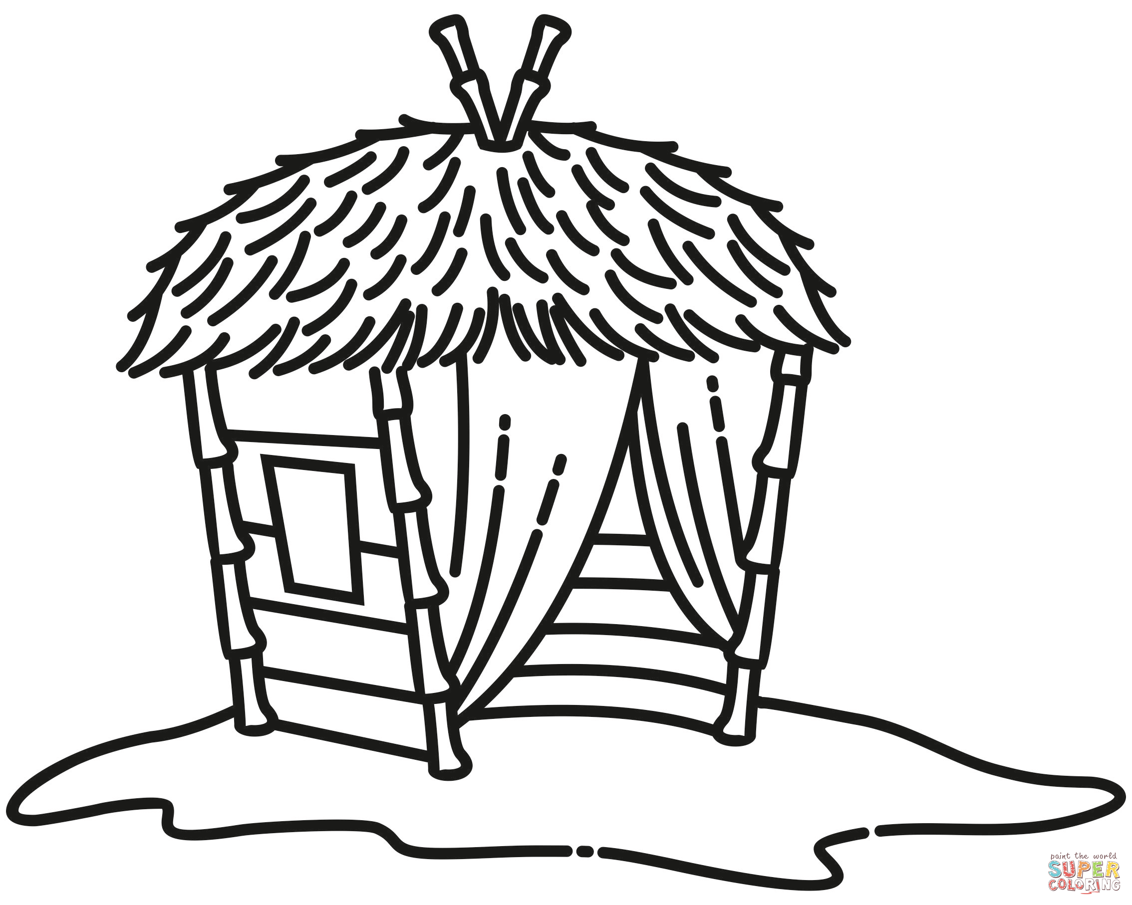 Tiki hut coloring page free printable coloring pages