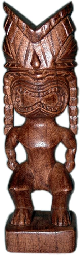 Tiki hand carved wood hawaiian god statue ku home kitchen