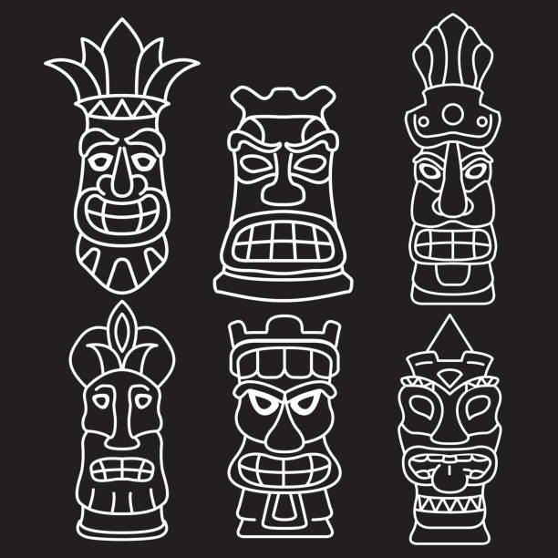 Silhouette of the polynesian tribal designs stock photos pictures royalty