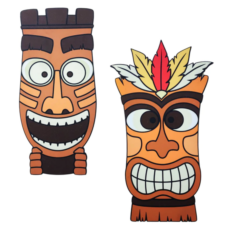 Hawaiian tiki mask wall decor set of