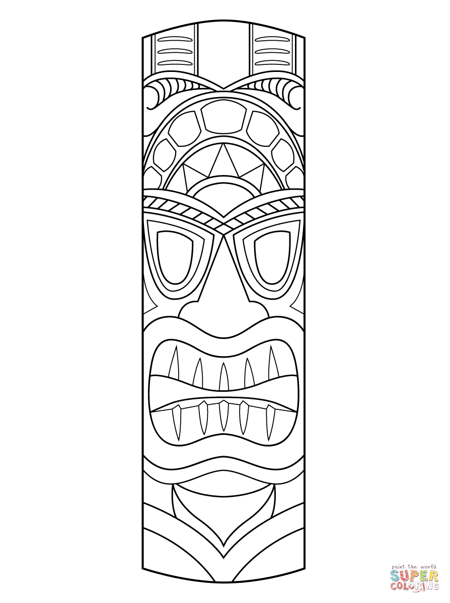 Tiki mask coloring page free printable coloring pages