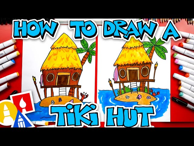 How to draw a tiki hut