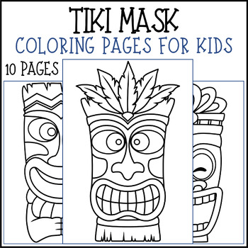 Tiki mask coloring pages for kids morning work by mind games studio