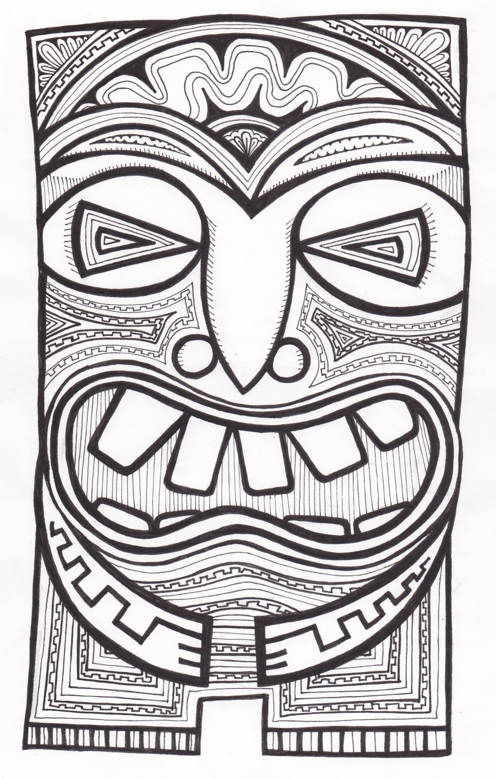 How to draw a tiki head