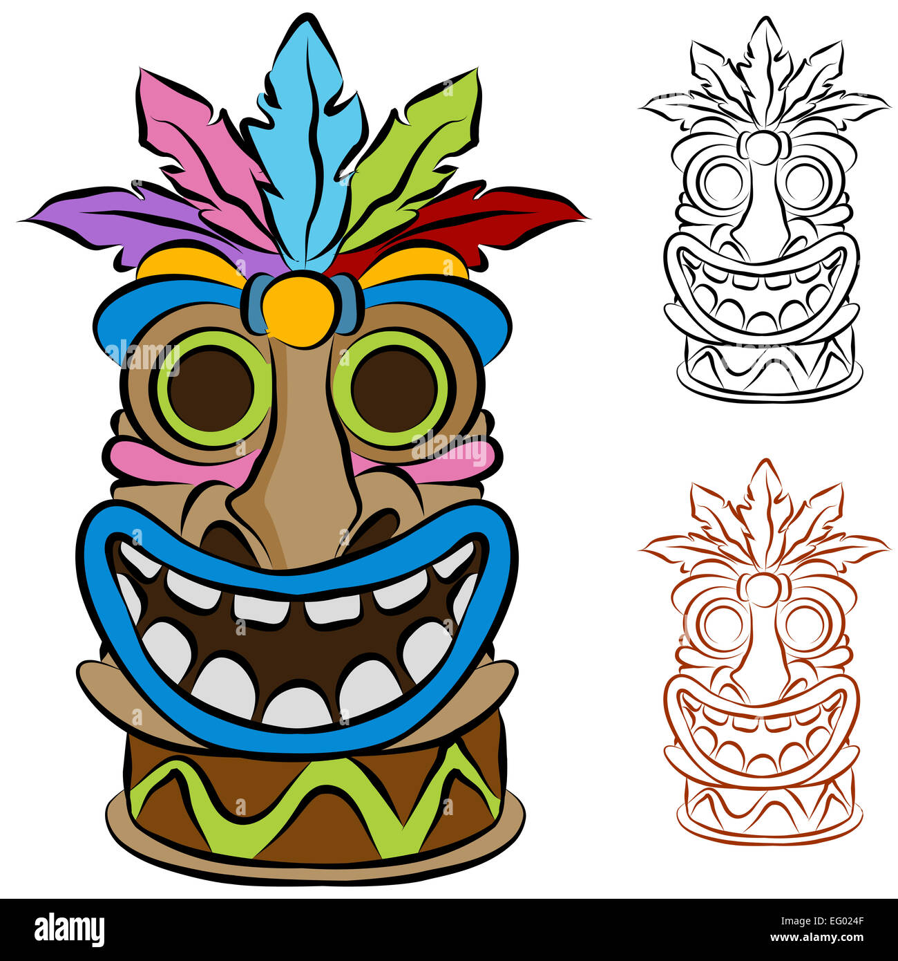 Tiki art and carving cut out stock images pictures