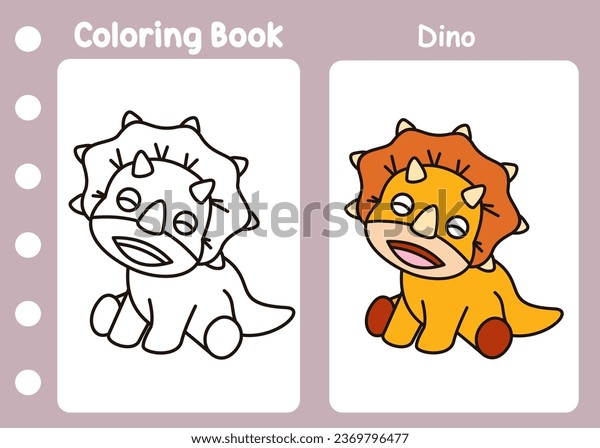 Coloring book cute dino kids stock