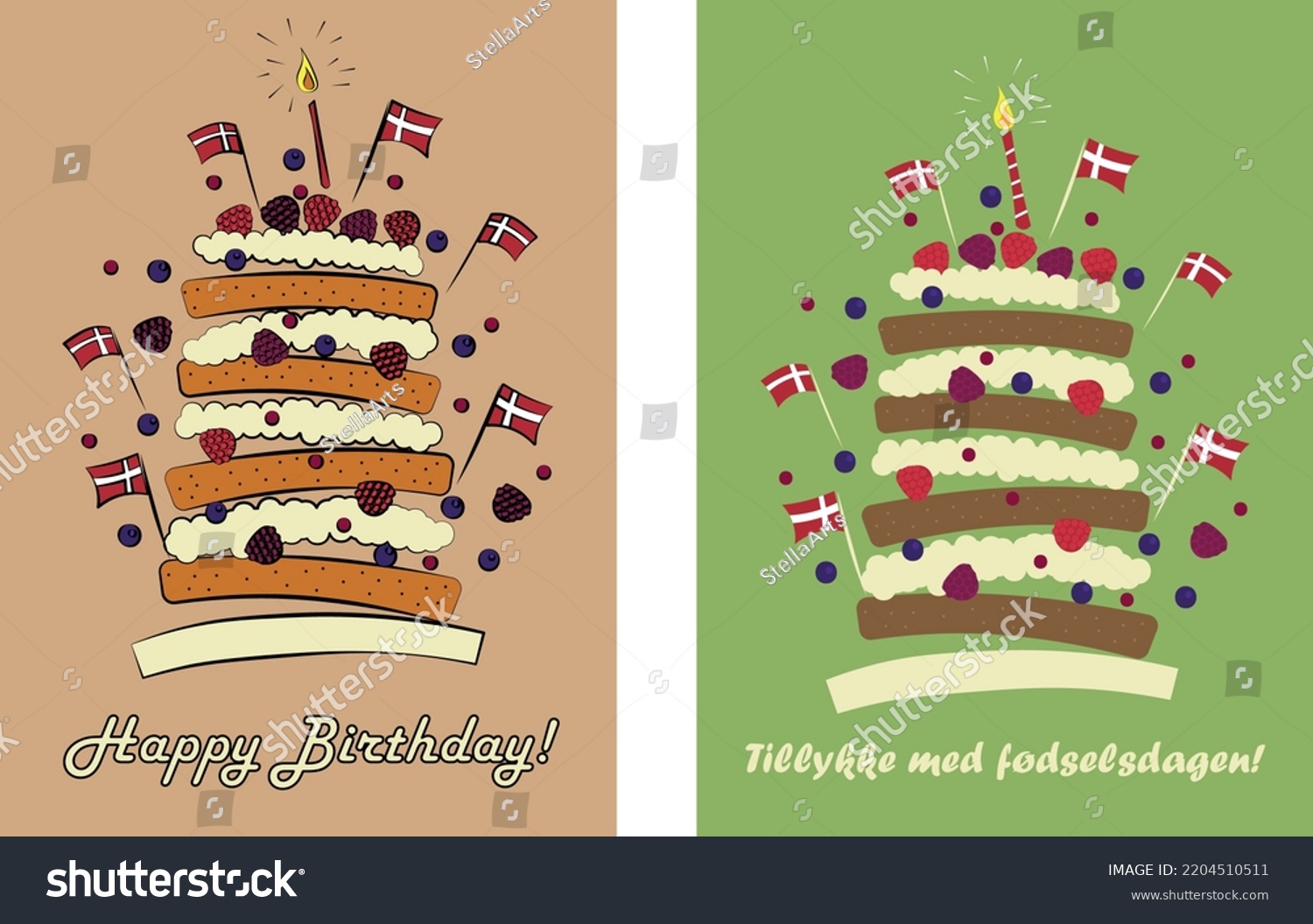 Birthday invitation card danish layer cake stock vector royalty free