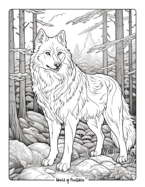 Wolf coloring pages for kids adults