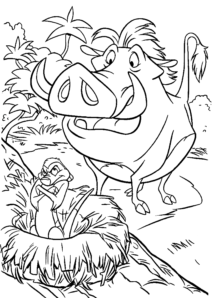 Timon and pumbaa coloring pages printable for free download