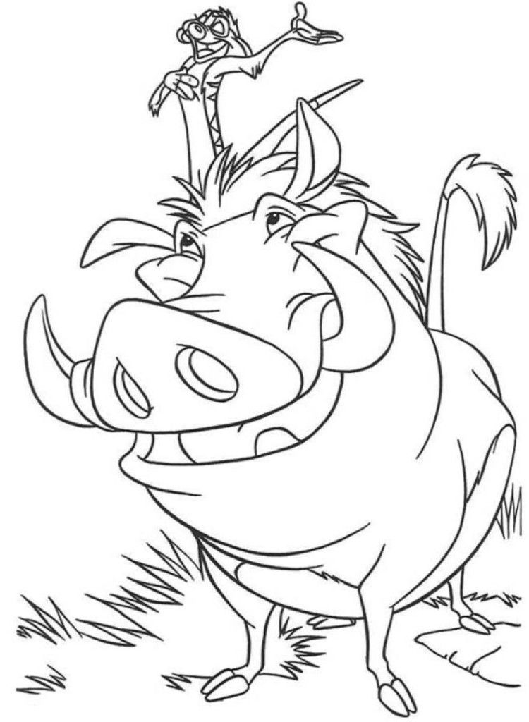 Timon and pumbaa lion king coloring pages