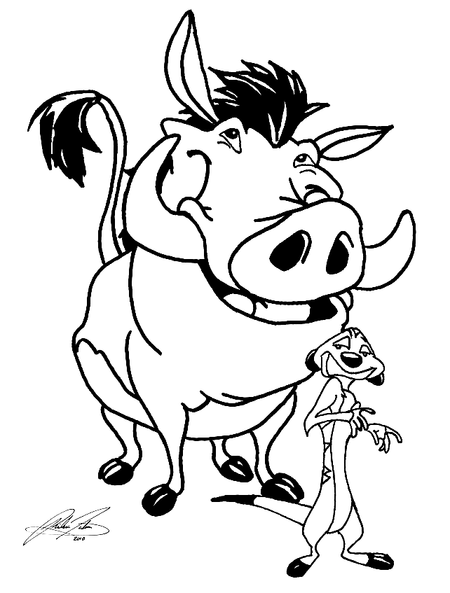 Timon and pumbaa coloring pages printable for free download