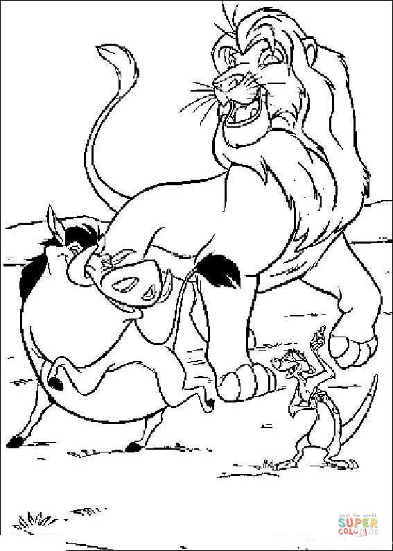 Musafa timon and pumbaa coloring page free printable coloring pages