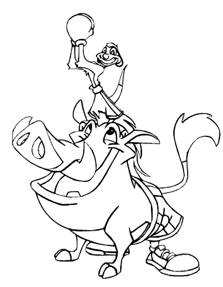 Timon and pumbaa coloring pages printable for free download