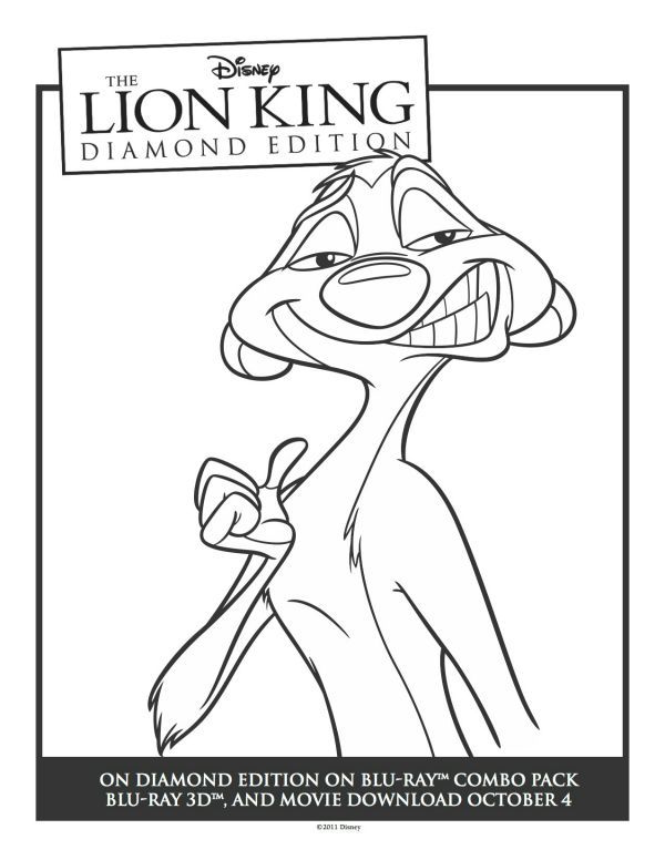 Free printable disney lion king timon coloring page lion king colouring pages lion king timon