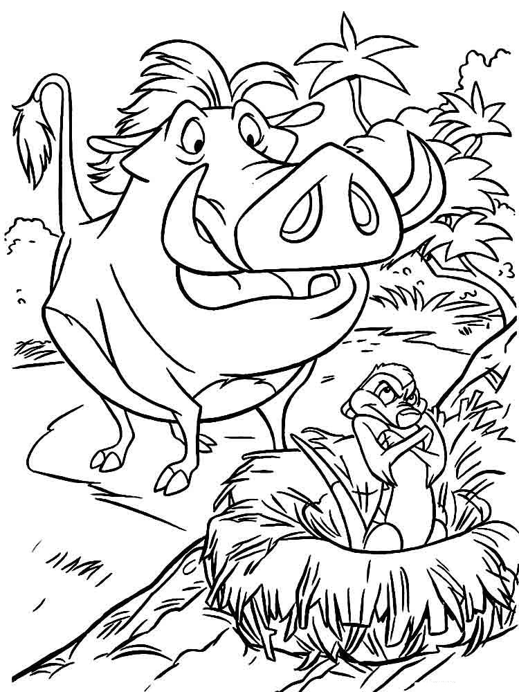 Disney pumbaa and dissatisfied timon coloring page