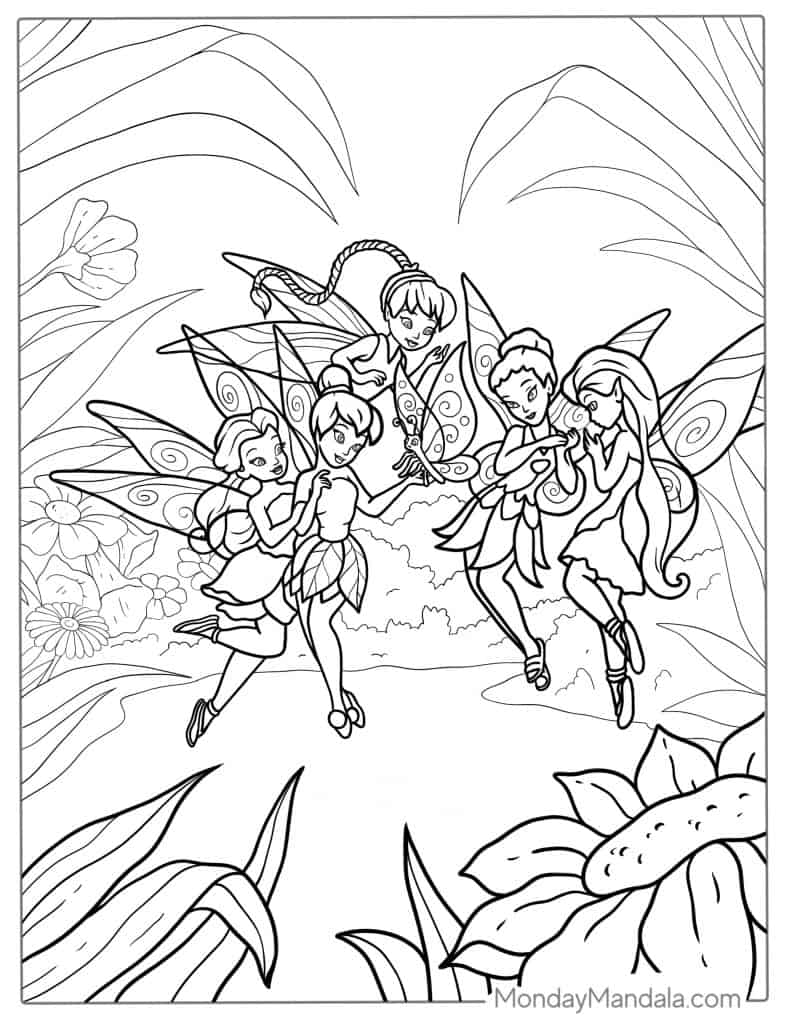 Tinker bell coloring pages free pdf printables