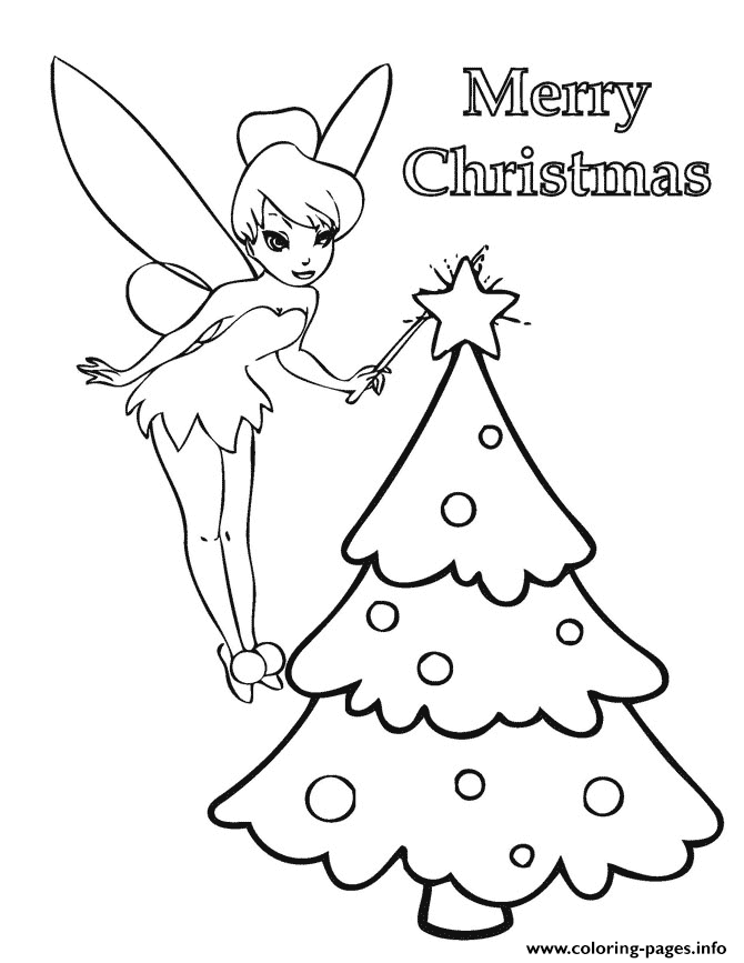 Tinkerbell christmas tree coloring page printable