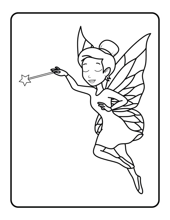 Fairy themed coloring pages digital download