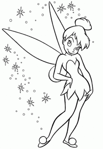 Smiling tinkerbell coloring page free printable coloring pages