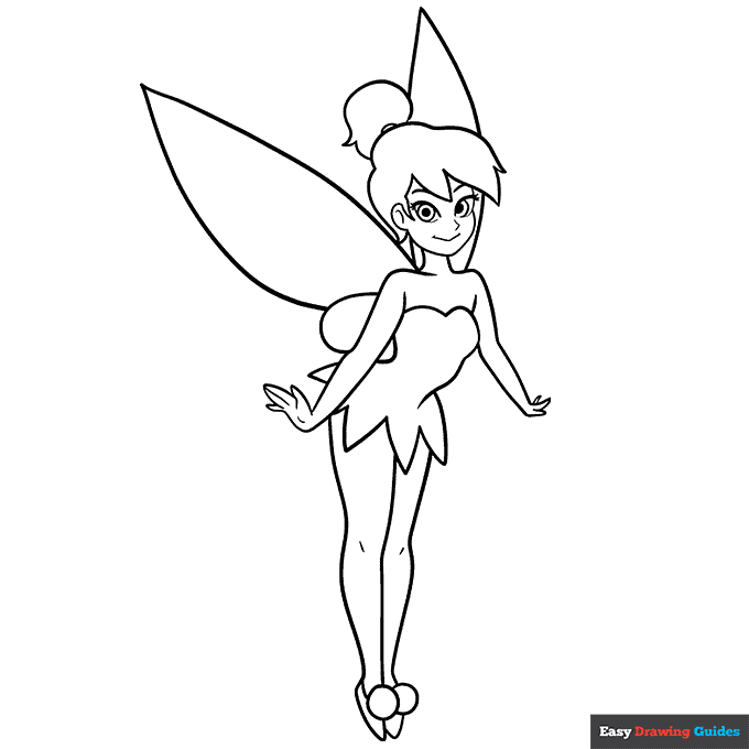 Tinkerbell coloring page easy drawing guides