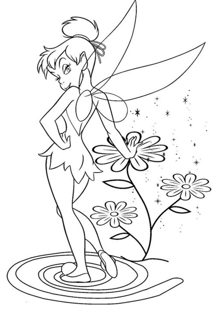 Free easy to print tinkerbell coloring pages