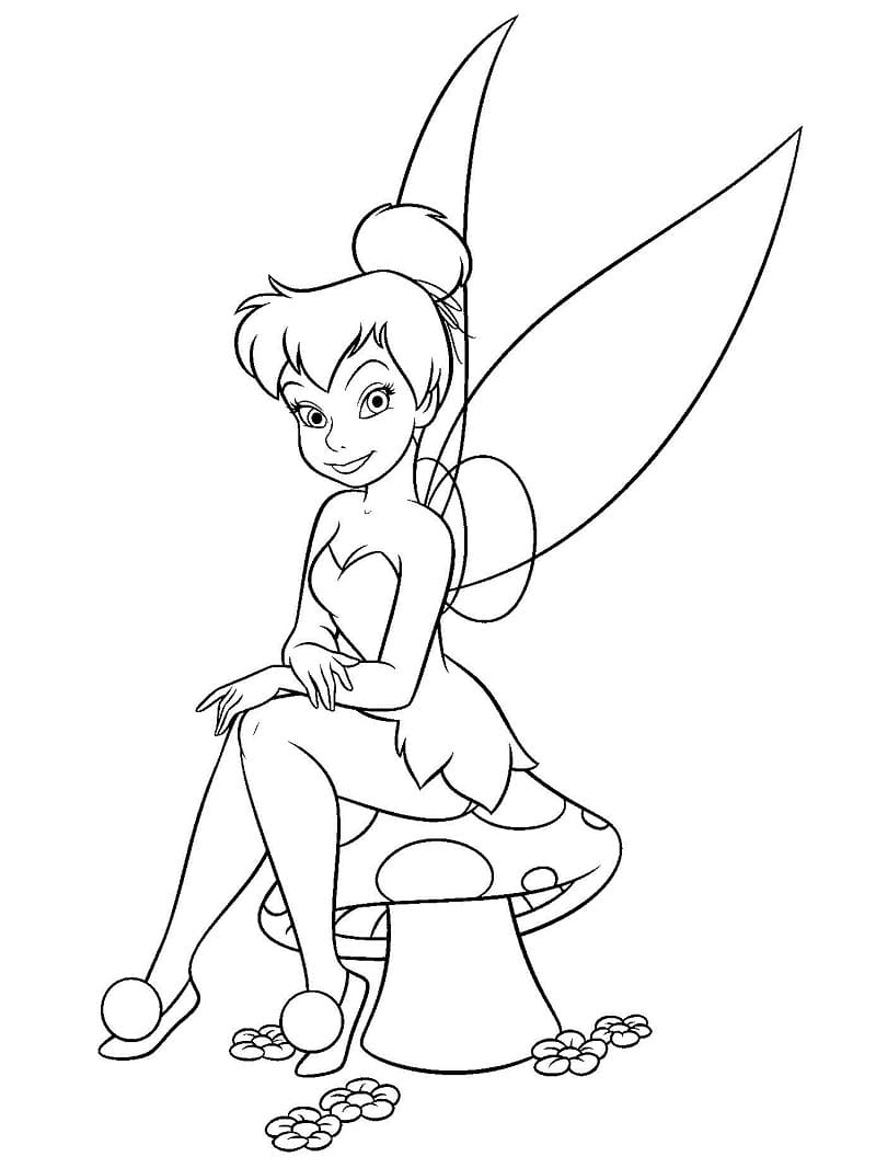 Friendly tinkerbell coloring page
