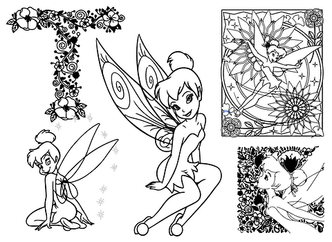 Tinkerbell coloring page bundle