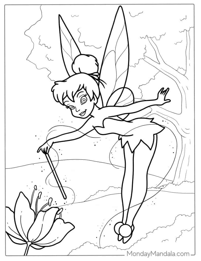 Tinker bell coloring pages free pdf printables