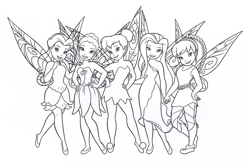Tinkerbell coloring pages overview with a lot of fairies