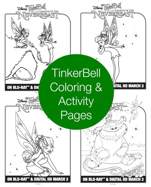 Tinkerbell word search and coloring pages