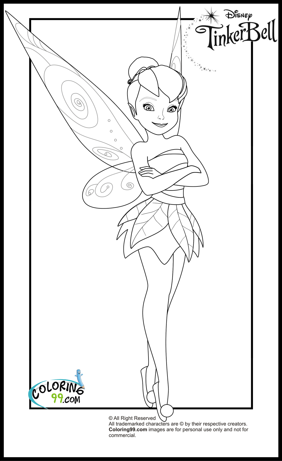 Tinkerbell coloring pages team colors