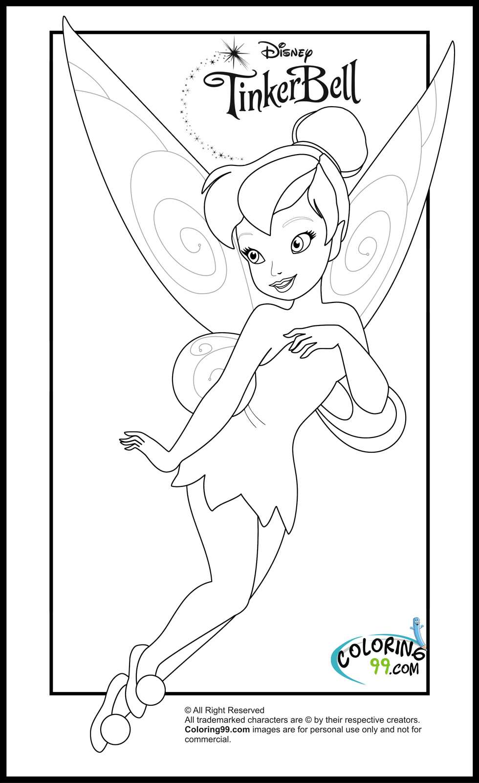 Tinkerbell coloring pages team colors