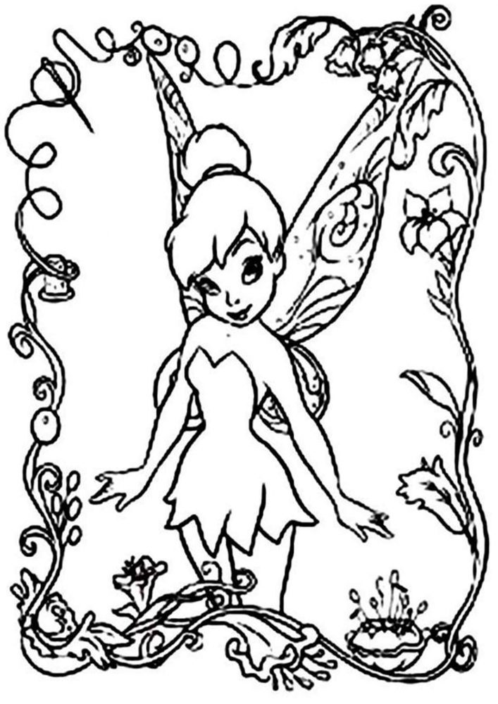 Free easy to print tinkerbell coloring pages