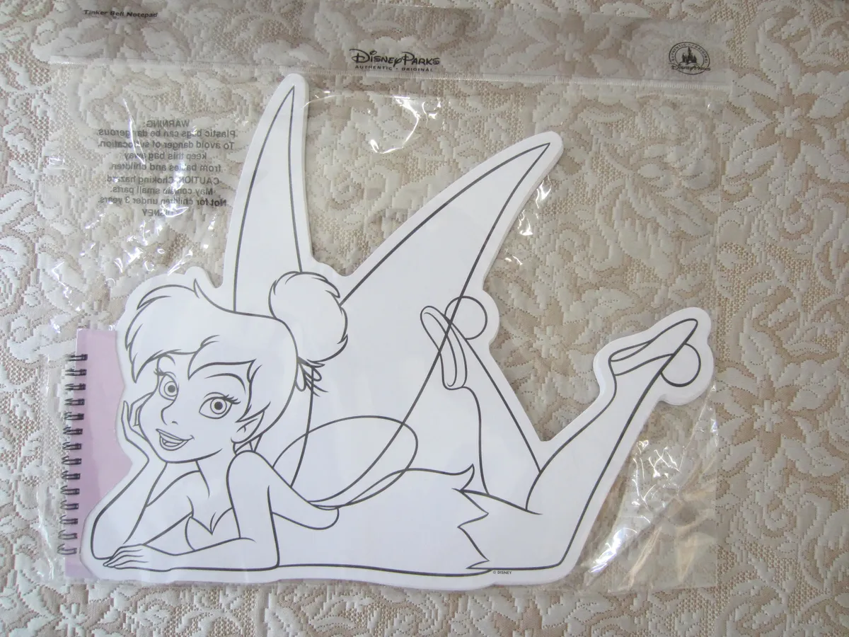 Disney parks tinkerbell large shaped notepad loring pages new tinker bell