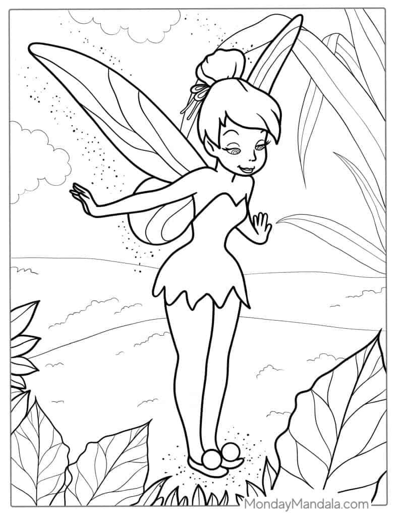 Tinker bell coloring pages free pdf printables