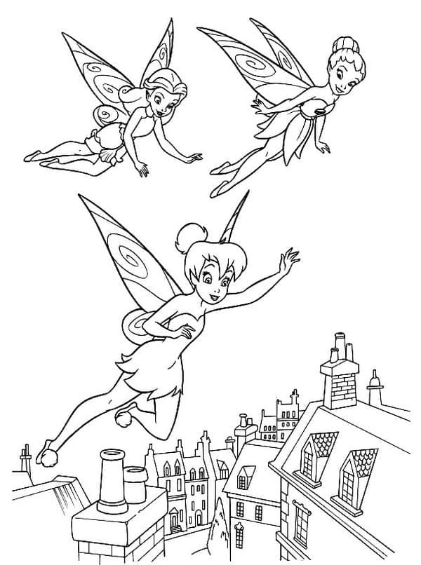 Tinkerbell and fairies coloring page