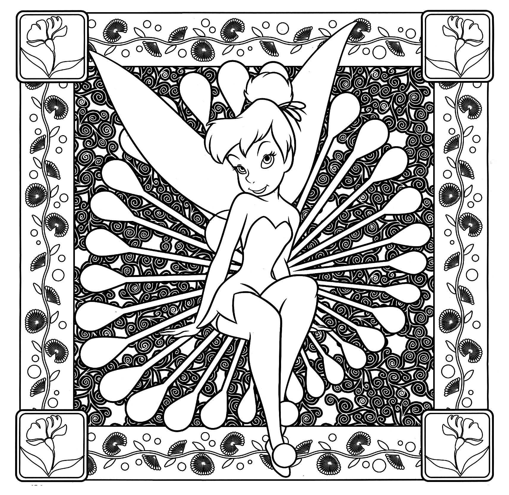 Tinkerbell difficult coloring page tinkerbell coloring pages cute coloring pages disney coloring sheets