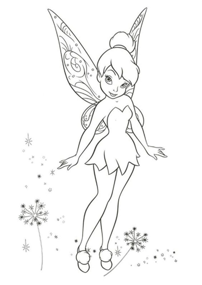 Free easy to print tinkerbell coloring pages