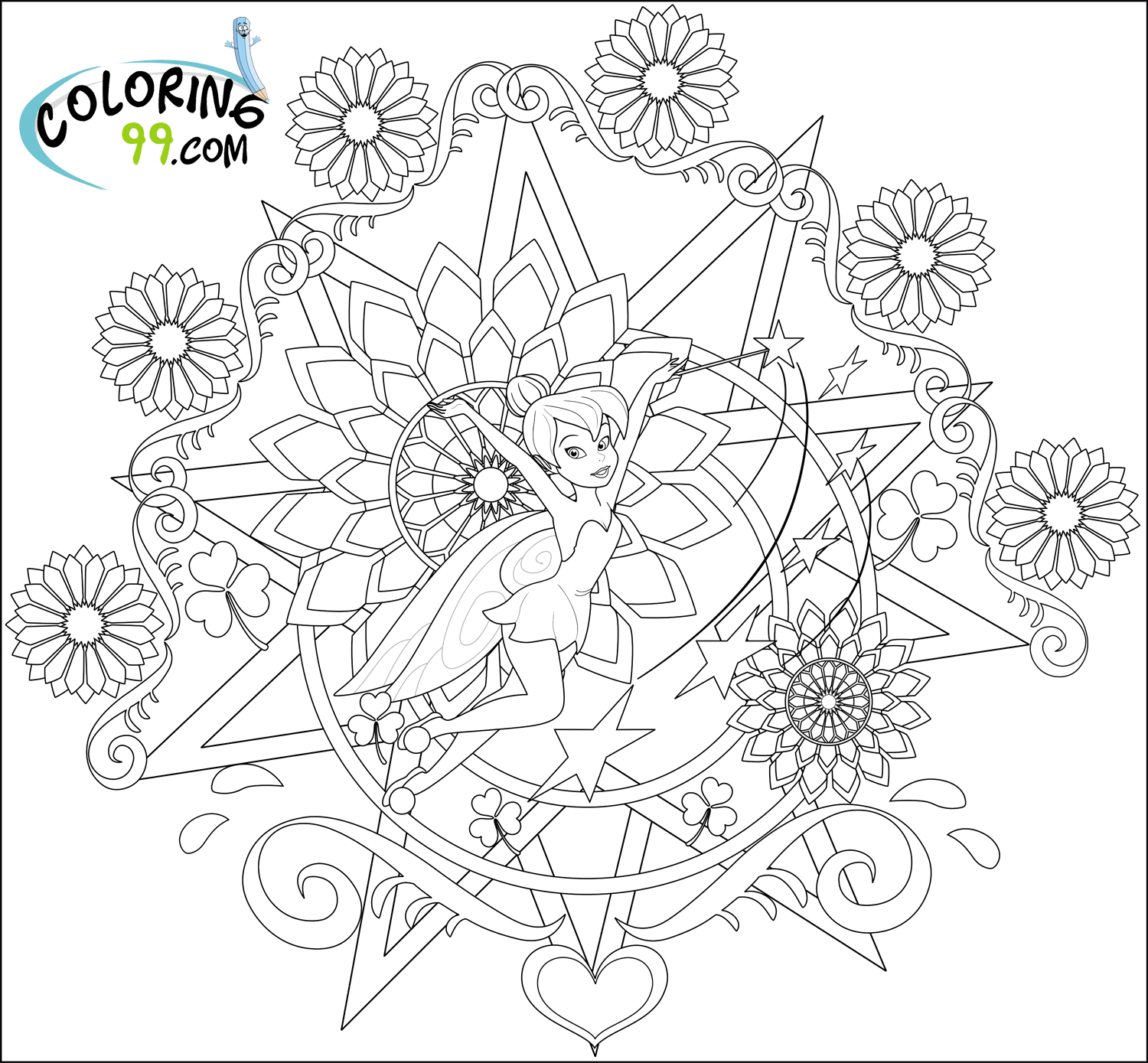 Tinkerbell coloring pages team colors