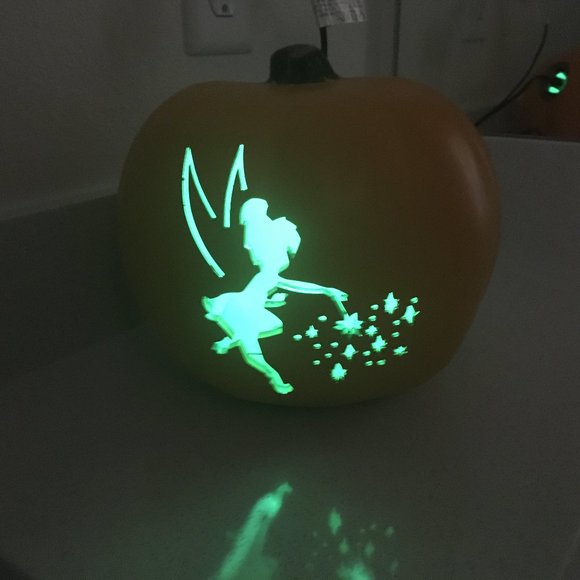 Disney holiday tinkerbell pumpkin fall autumn thanksgiving halloween lightup jack o lantern