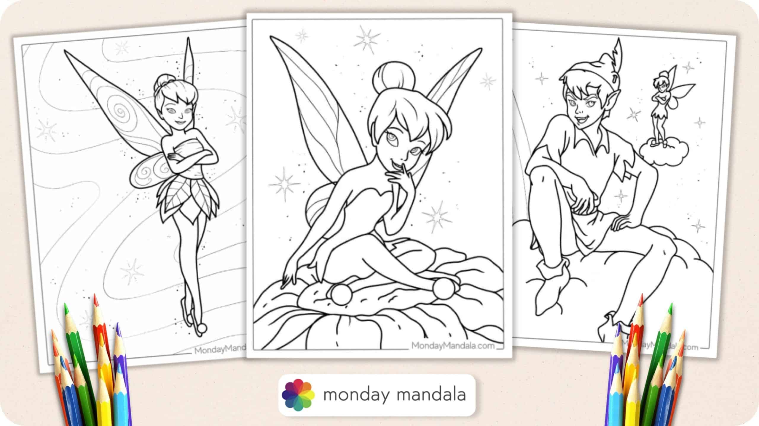 Tinker bell coloring pages free pdf printables