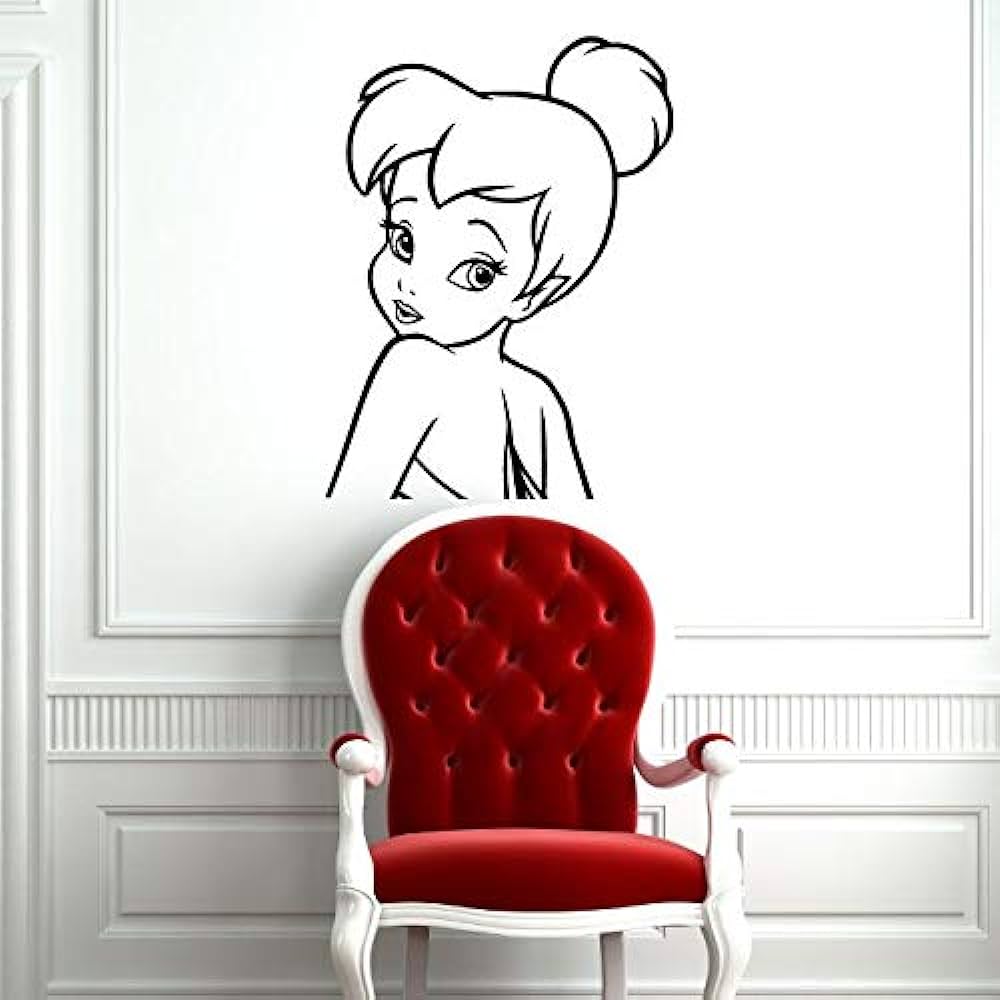 Portrait silhouettetinkerbell little fairy pixie dust tinkerbell disney movie character tinkerbell silhouette vinyl wall art sticker decorationfor home kids baby girls childrens room size x inch baby