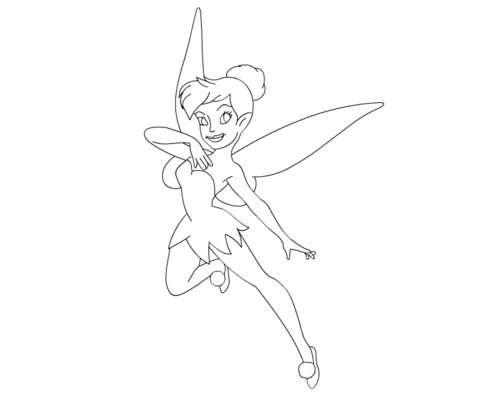 Happy tinkerbell coloring page free printable coloring pages