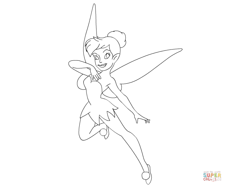 Happy tinkerbell coloring page free printable coloring pages