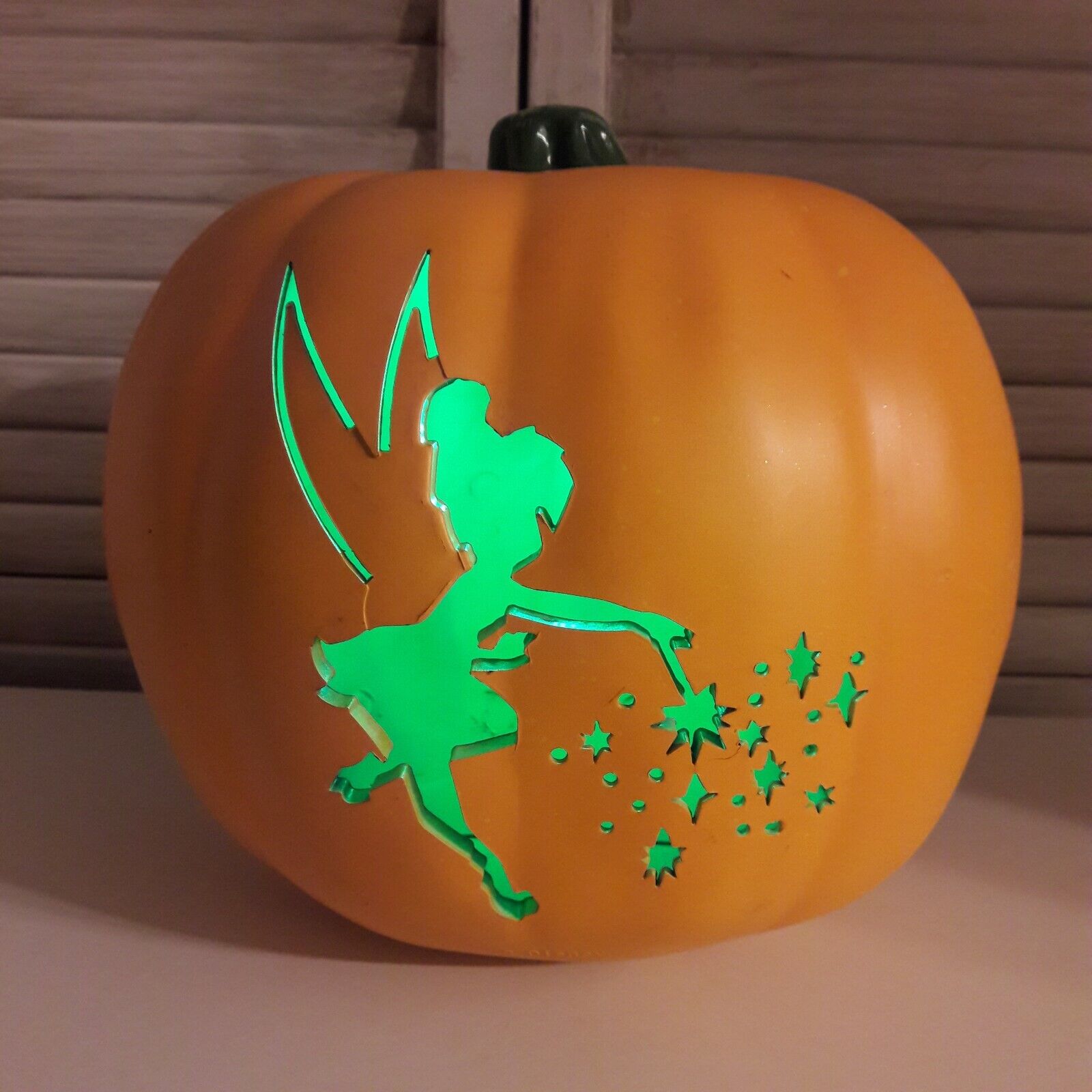 Disney tinkerbell blow mold pumpkin lighted hard plastic orange halloween in