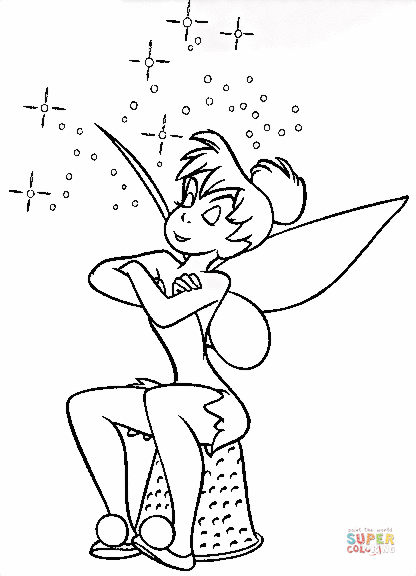 Tinkerbell sitting proudly coloring page free printable coloring pages