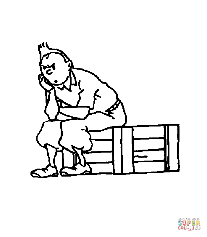 Tintin is thinking coloring page free printable coloring pages