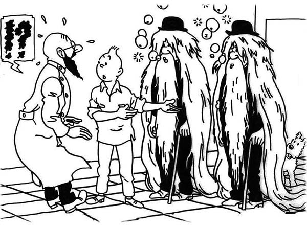 Thomson and thomson disguise as an old man in the adventures of tintin coloring page coloring sun